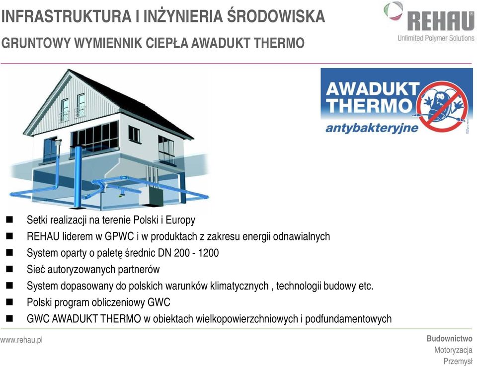autoryzowanych partnerów System dopasowany do polskich warunków klimatycznych, technologii budowy etc.
