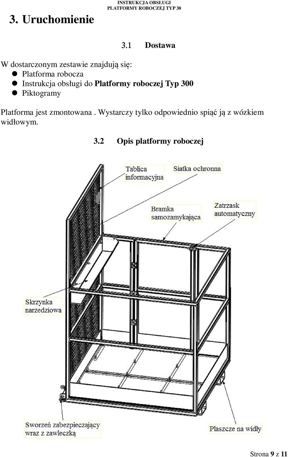 Instrukcja obsługi do Platformy roboczej Typ 300 Piktogramy Platforma