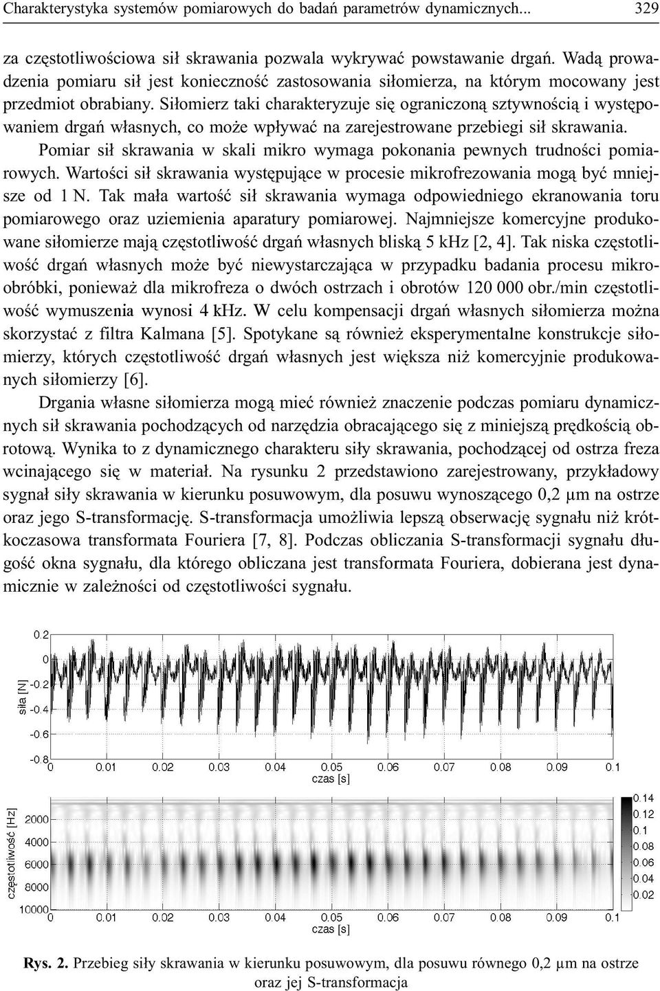 Si³omierz taki charakteryzuje siê ograniczon¹ sztywnoœci¹ i wystêpowaniem drgañ w³asnych, co mo e wp³ywaæ na zarejestrowane przebiegi si³ skrawania.
