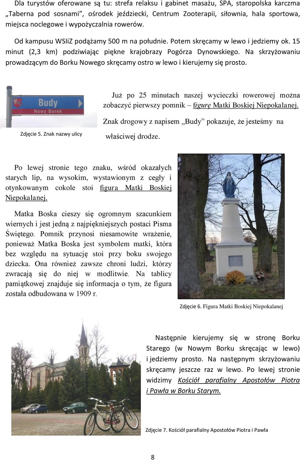 Na skrzyżowaniu prowadzącym do Borku Nowego skręcamy ostro w lewo i kierujemy się prosto.