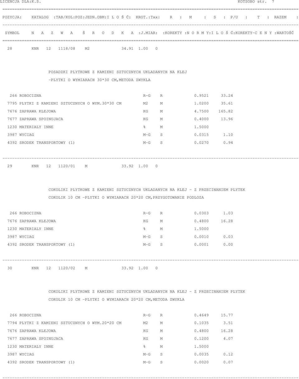 10 4392 SRODEK TRANSPORTOWY (1) M-G S 0.0270 0.94 29 KNR 12 1120/01 M 33.92 1.