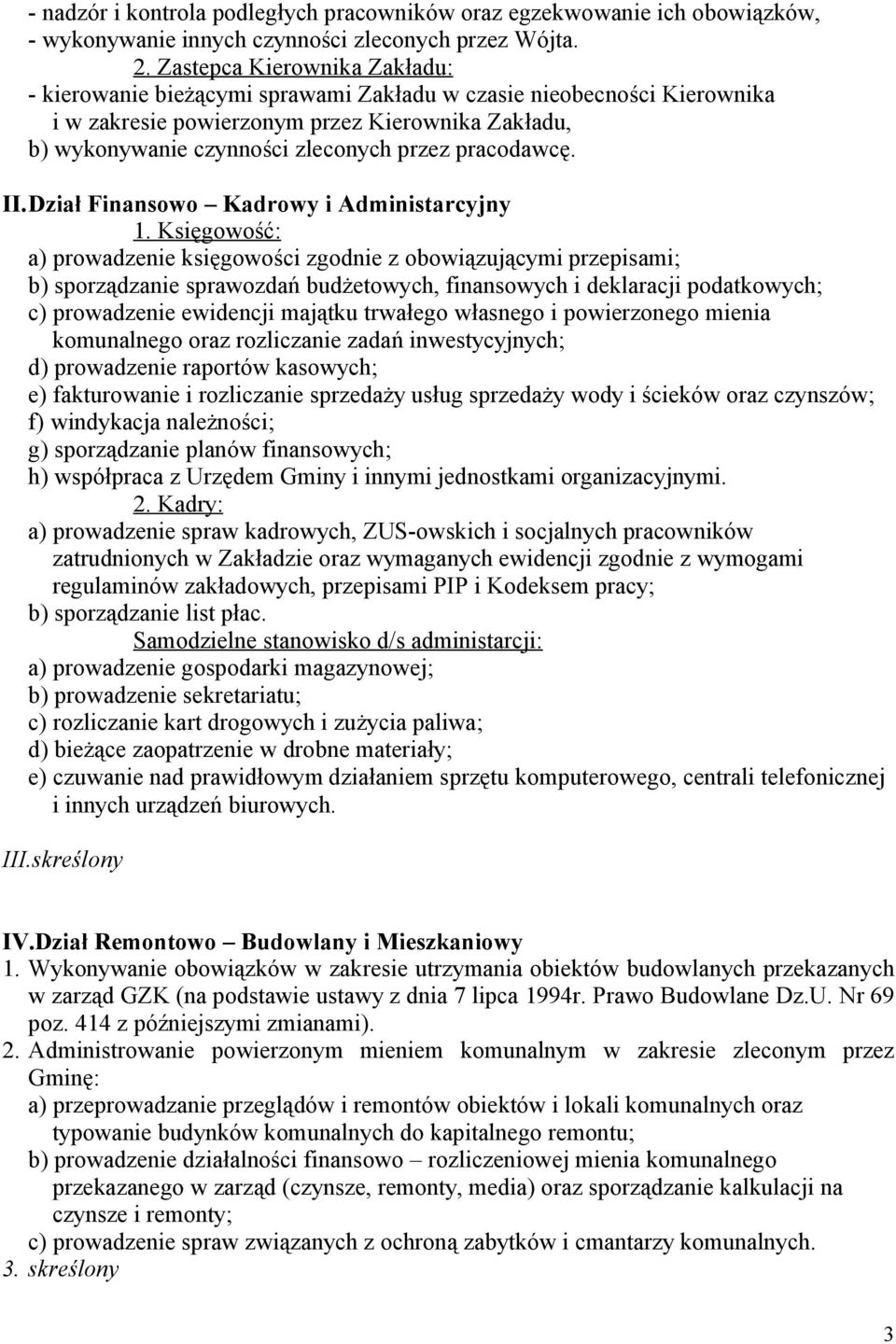 pracodawcę. II.Dział Finansowo Kadrowy i Administarcyjny 1.