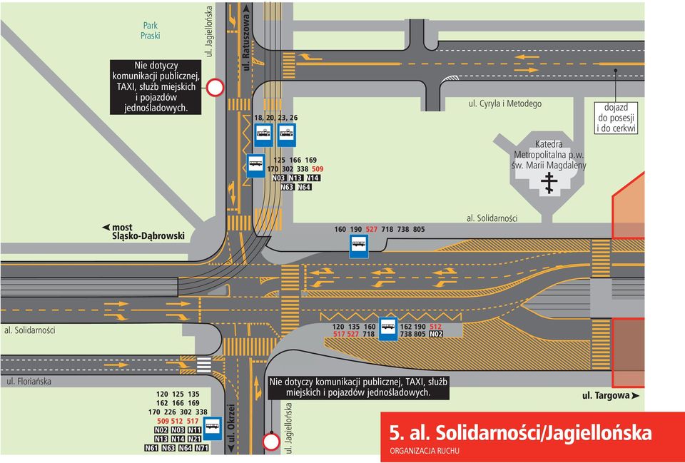 Marii Magdaleny most Sląsko-Dąbrowski 160 190 527 718 738 805 120 135 160 162 190 512 517 527 718 738 805 N02 ul.