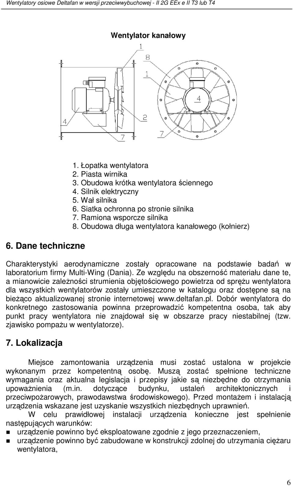 Ze względu na obszerność materiału dane te, a mianowicie zaleŝności strumienia objętościowego powietrza od spręŝu wentylatora dla wszystkich wentylatorów zostały umieszczone w katalogu oraz dostępne