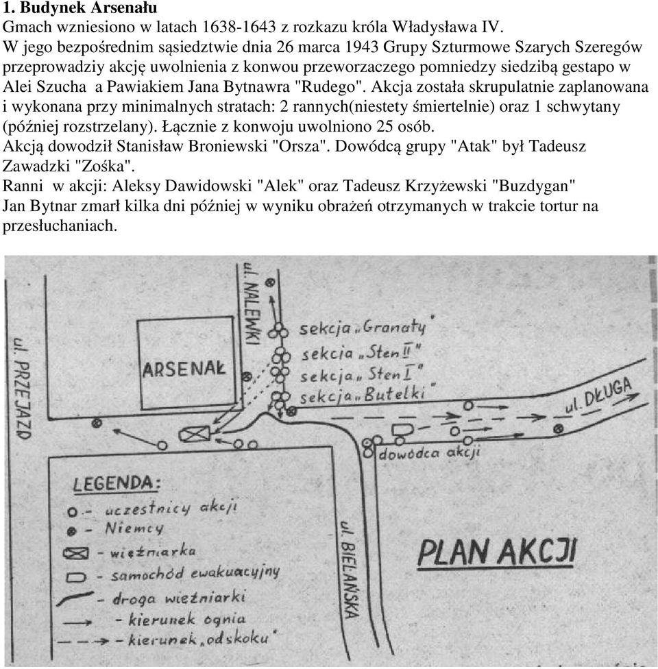 Pawiakiem Jana Bytnawra "Rudego". Akcja została skrupulatnie zaplanowana i wykonana przy minimalnych stratach: 2 rannych(niestety śmiertelnie) oraz 1 schwytany (później rozstrzelany).