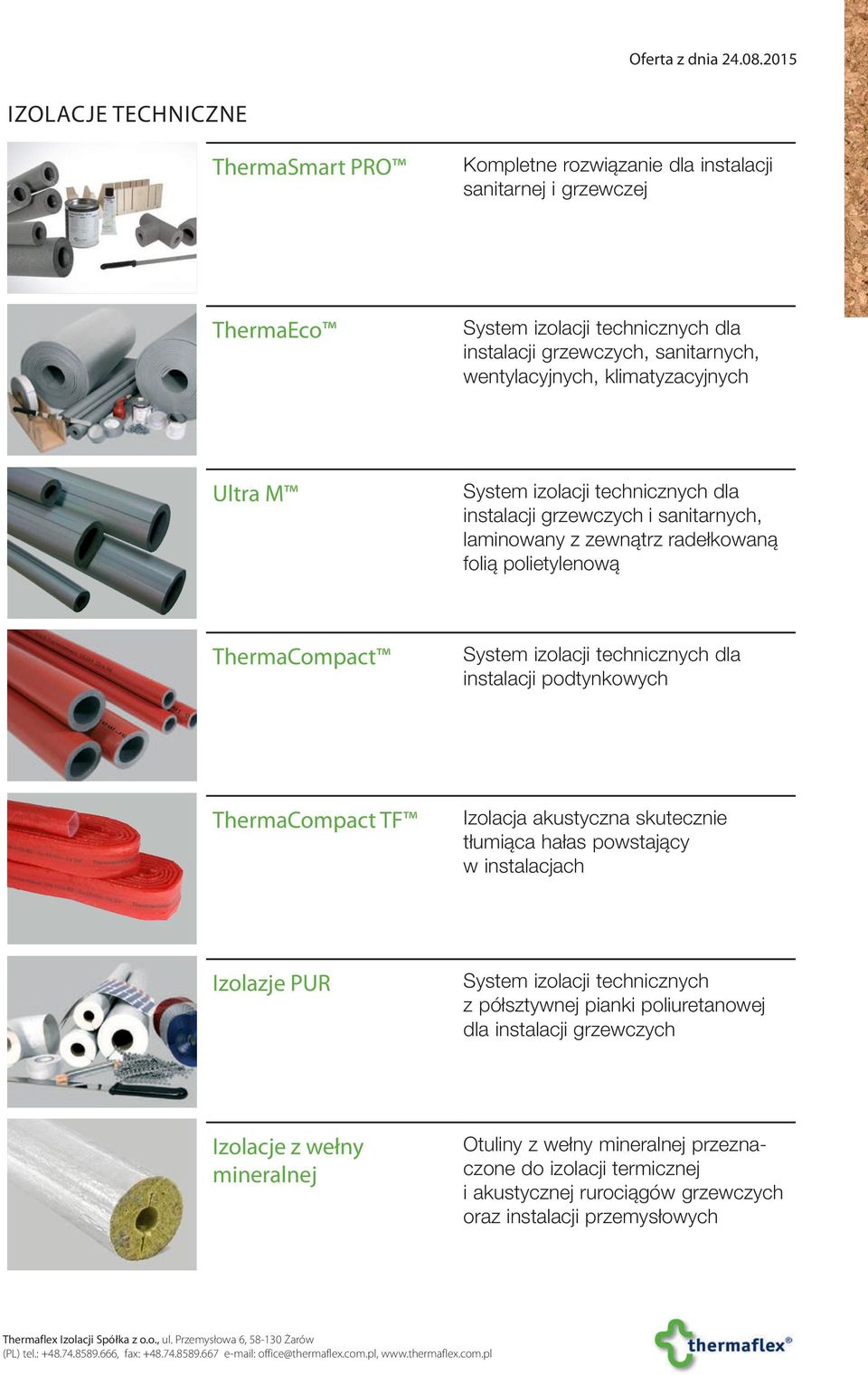 klimatyzacyjnych Ultra M System izolacji technicznych dla instalacji grzewczych i sanitarnych, laminowany z zewnątrz radełkowaną folią polietylenową ThermaCompact System izolacji technicznych dla