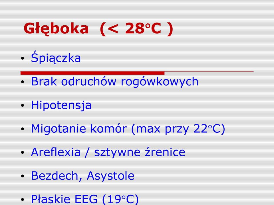 Hipotensja Migotanie komór (max przy 22