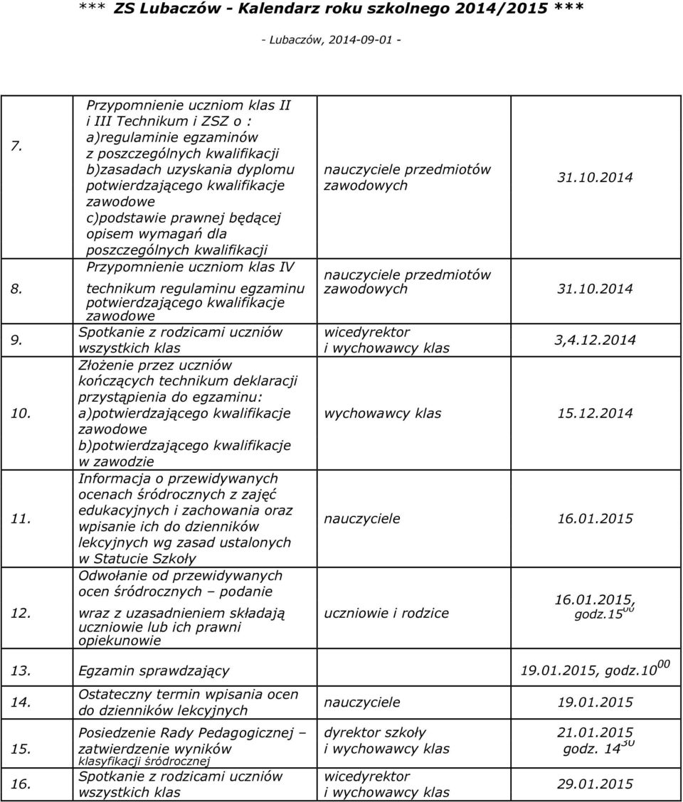 2014 zawodowe c)podstawie prawnej będącej opisem wymagań dla poszczególnych kwalifikacji 8.