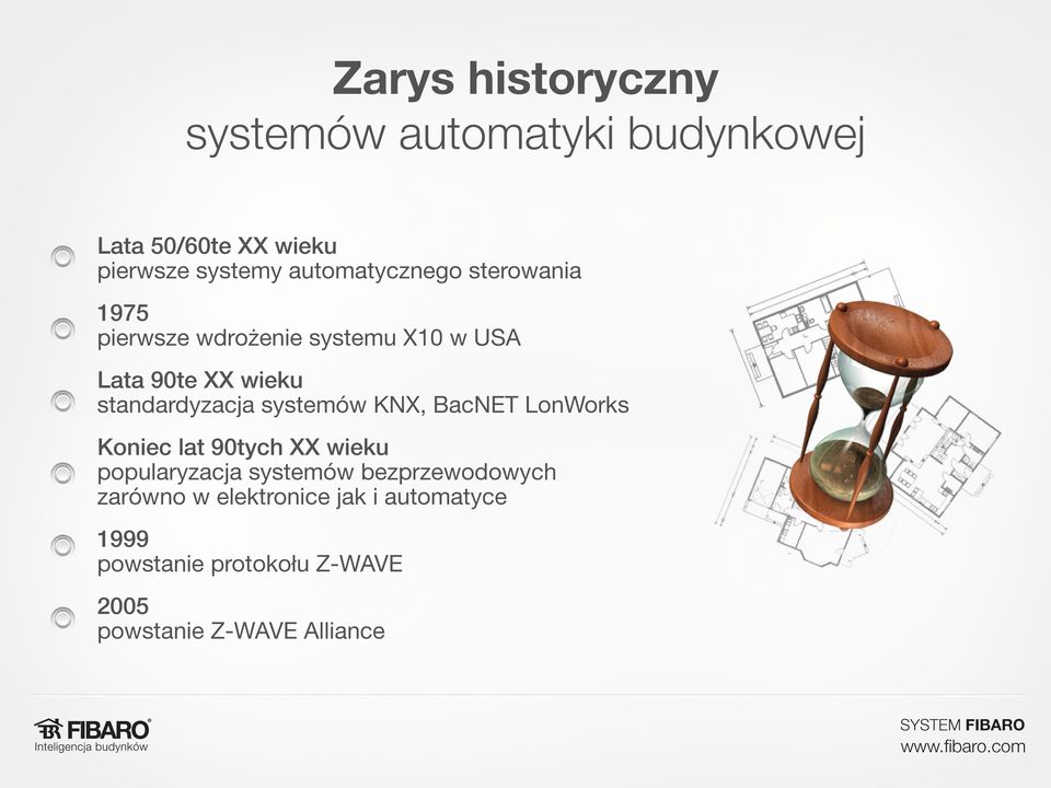 standardyzacja systemów KNX, BacNET LonWorks Koniec lat 90tych XX wieku popularyzacja systemów