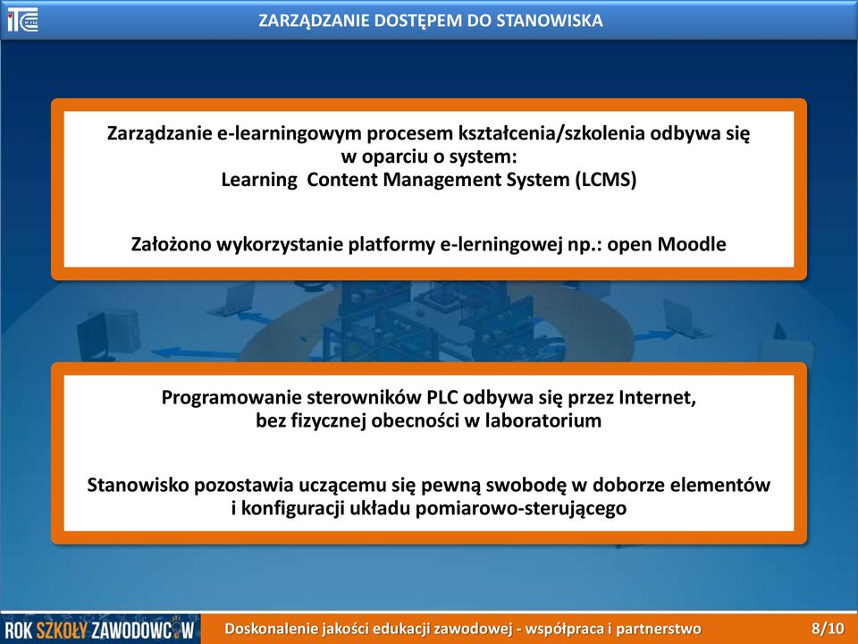 : open Moodle Programowanie sterowników PLC odbywa się przez Internet, bez fizycznej obecności w laboratorium Stanowisko