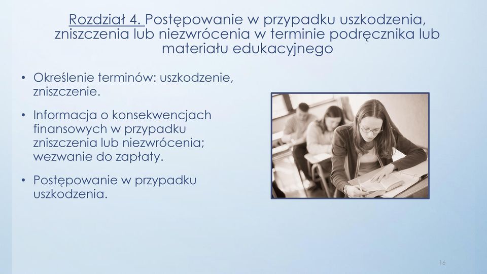 podręcznika lub materiału edukacyjnego Określenie terminów: uszkodzenie,