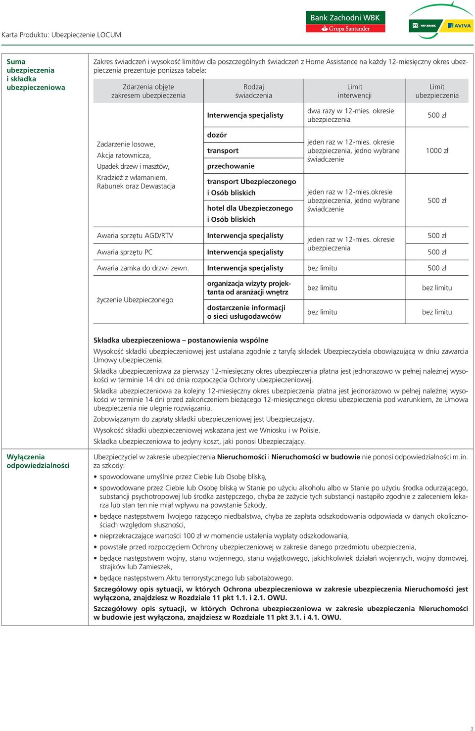 okresie Zadarzenie losowe, Akcja ratownicza, Upadek drzew i masztów, Kradzież z włamaniem, Rabunek oraz Dewastacja dozór transport przechowanie transport Ubezpieczonego i Osób bliskich hotel dla