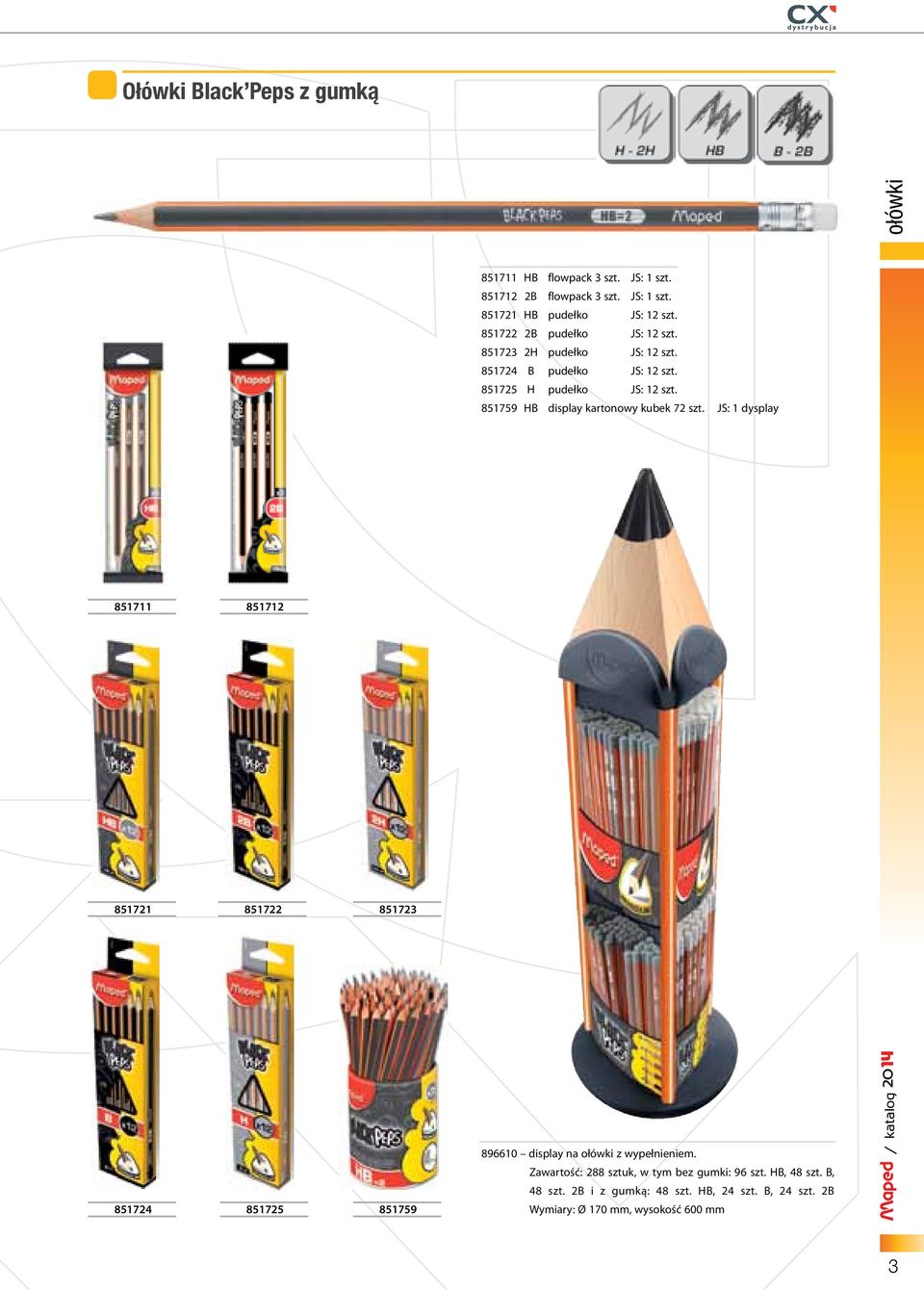 851759 HB display kartonowy kubek 72 szt.