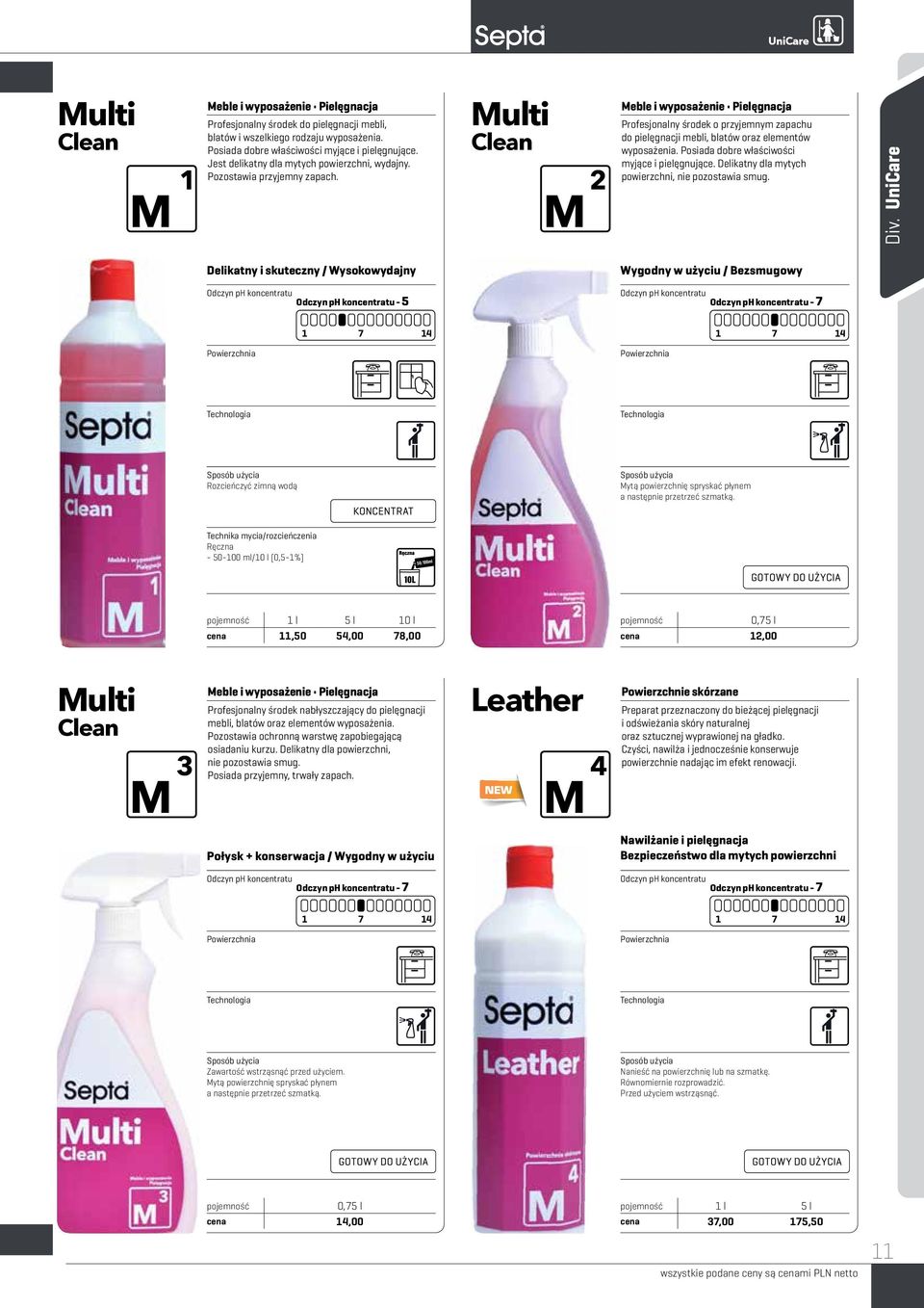 Multi Clean M 2 Meble i wyposażenie Pielęgnacja Profesjonalny środek o przyjemnym zapachu do pielęgnacji mebli, blatów oraz elementów wyposażenia. Posiada dobre właściwości myjące i pielęgnujące.