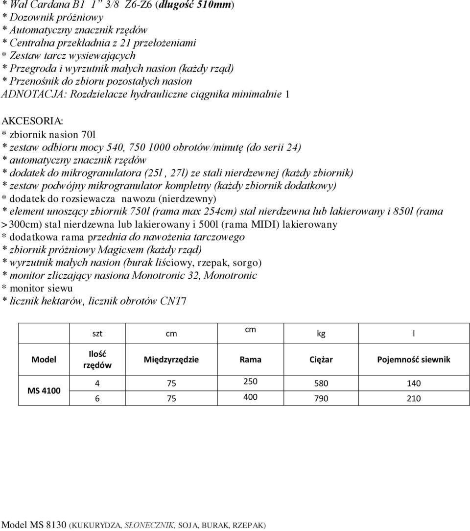 (do serii 24) * automatyczny znacznik * dodatek do mikrogranulatora (25l, 27l) ze stali nierdzewnej (każdy zbiornik) * zestaw podwójny mikrogranulator kompletny (każdy zbiornik dodatkowy) * dodatek