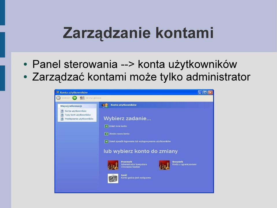 użytkowników Zarządzać