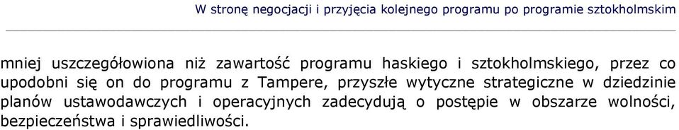 on do programu z Tampere, przyszłe wytyczne strategiczne w dziedzinie planów