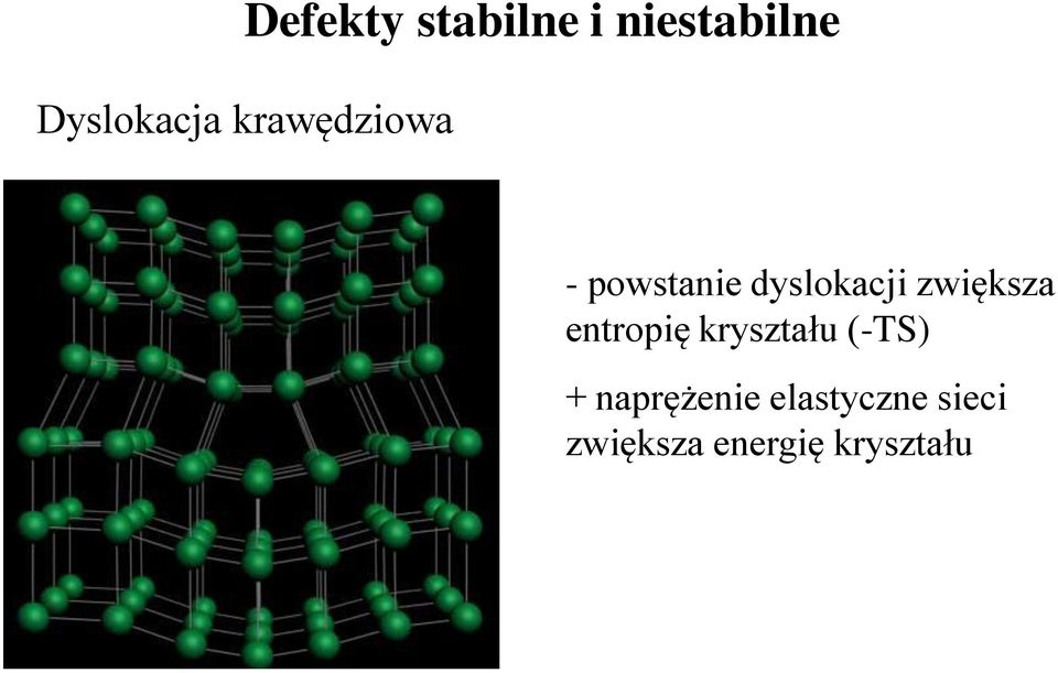 zwiększa etropię kryształu (-TS) +