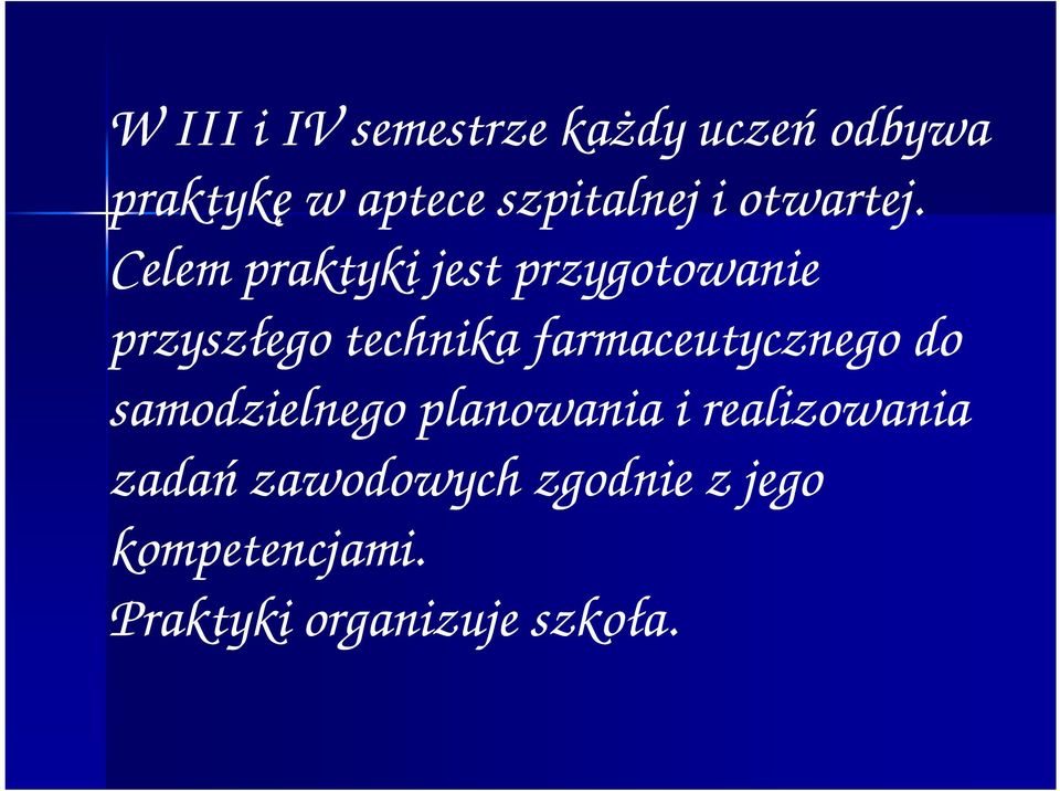 Celem praktyki jest przygotowanie przyszłego technika