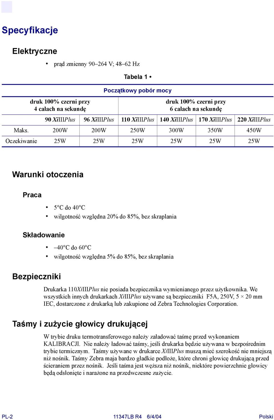 200W 200W 250W 300W 350W 450W Oczekiwanie 25W 25W 25W 25W 25W 25W Warunki otoczenia Praca Składowanie 5 C do 40 C wilgotność względna 20% do 85%, bez skraplania 40 C do 60 C wilgotność względna 5% do