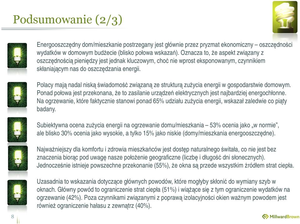 Polacy mają nadal niską świadomość związaną ze strukturą zużycia energii w gospodarstwie domowym. Ponad połowa jest przekonana, że to zasilanie urządzeń elektrycznych jest najbardziej energochłonne.
