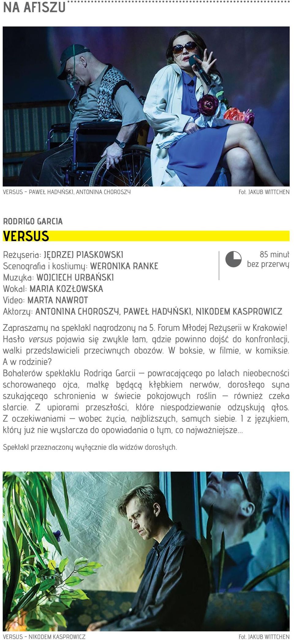 Aktorzy: ANTONINA CHOROSZY, PAWEŁ HADYŃSKI, NIKODEM KASPROWICZ Zapraszamy na spektakl nagrodzony na 5. Forum Młodej Reżyserii w Krakowie!