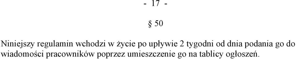 podania go do wiadomości pracowników