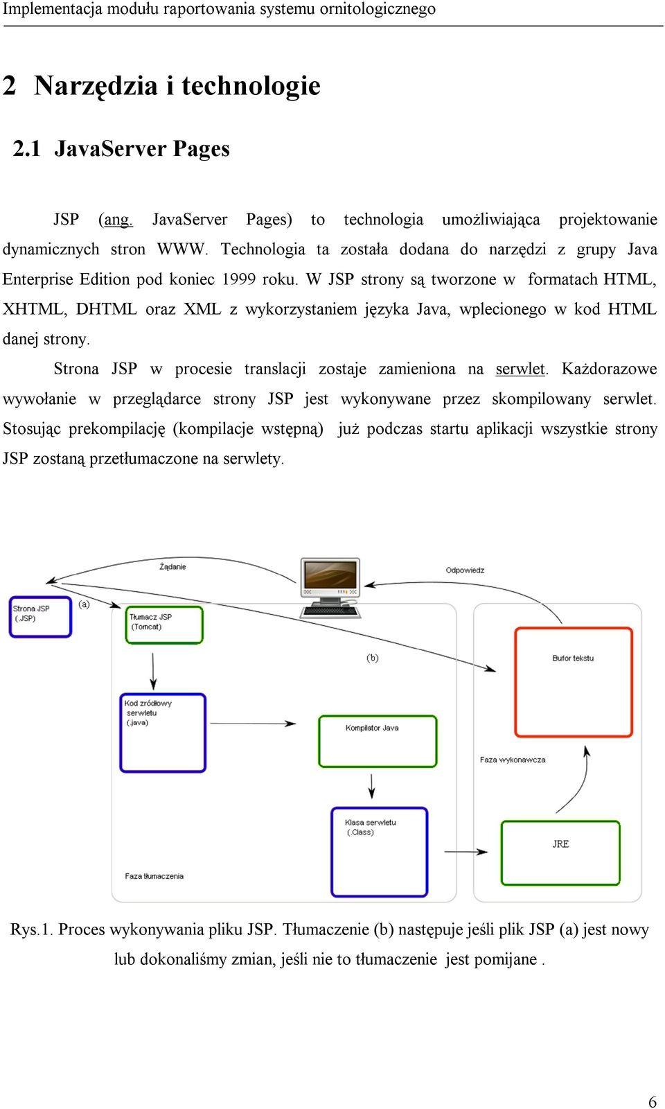 W JSP strony są tworzone w formatach HTML, XHTML, DHTML oraz XML z wykorzystaniem języka Java, wplecionego w kod HTML danej strony. Strona JSP w procesie translacji zostaje zamieniona na serwlet.