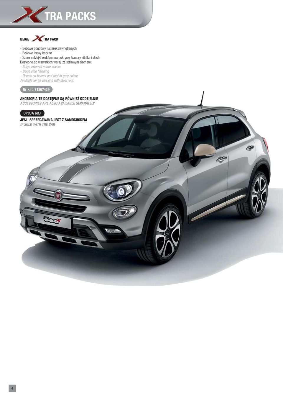- Beige external mirror covers - Beige side finishing - Decals on bonnet and roof in grey colour Available for all versions