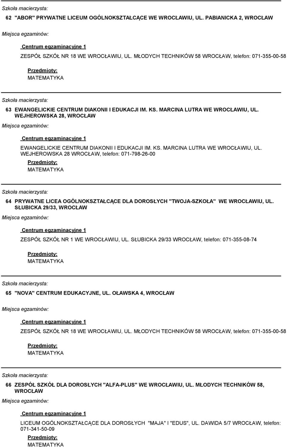 WEJHEROWSKA 28, WROCŁAW EWANGELICKIE CENTRUM DIAKONII I EDUKACJI IM. KS. MARCINA LUTRA WE WROCŁAWIU, UL.