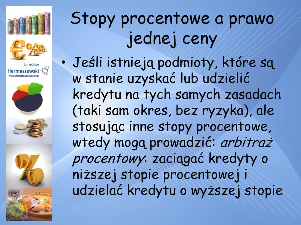 ryzyka), ale stosując inne stopy procentowe, wtedy mogą prowadzić: arbitraż