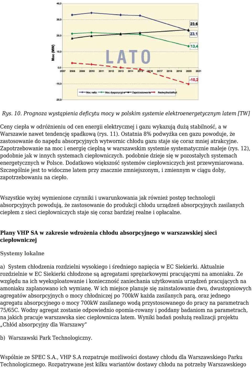 tendencję spadkową (rys. 11). Ostatnia 8% podwyżka cen gazu powoduje, że zastosowanie do napędu absorpcyjnych wytwornic chłodu gazu staje się coraz mniej atrakcyjne.