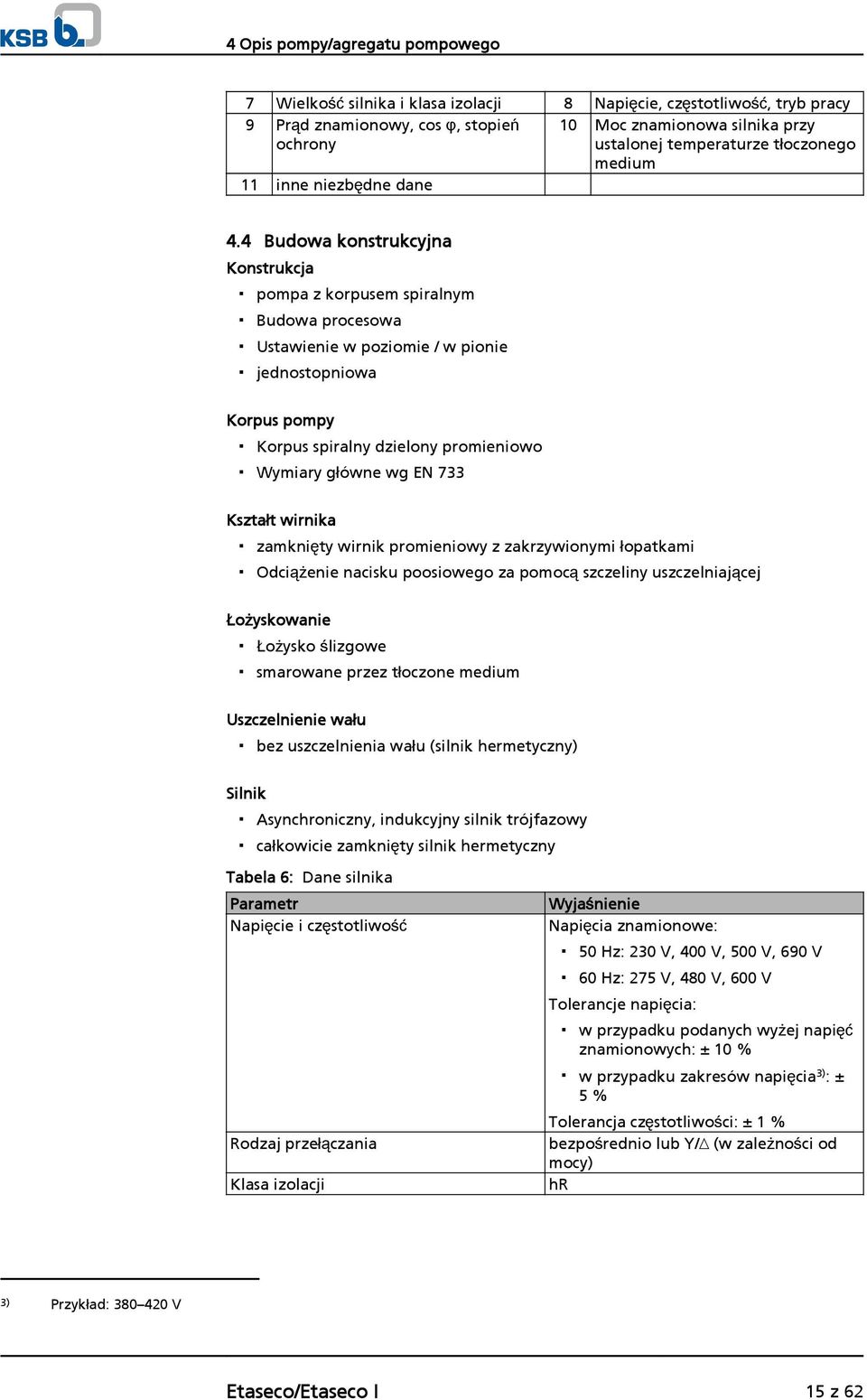 4 Budowa konstrukcyjna Konstrukcja pompa z korpusem spiralnym Budowa procesowa Ustawienie w poziomie / w pionie jednostopniowa Korpus pompy Korpus spiralny dzielony promieniowo Wymiary główne wg EN