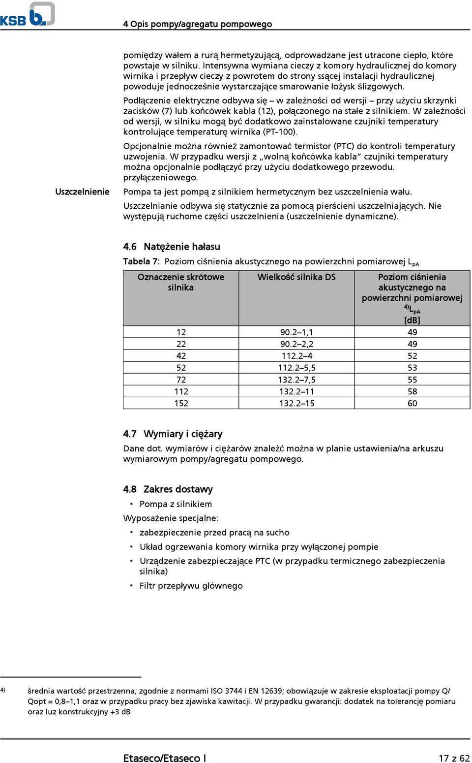 ślizgowych. Podłączenie elektryczne odbywa się w zależności od wersji przy użyciu skrzynki zacisków (7) lub końcówek kabla (12), połączonego na stałe z silnikiem.