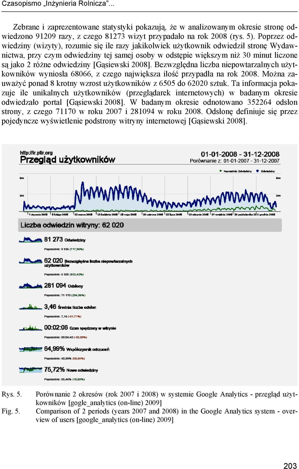 odwiedziny [Gąsiewski 2008]. Bezwzględna liczba niepowtarzalnych użytkowników wyniosła 68066, z czego największa ilość przypadła na rok 2008.