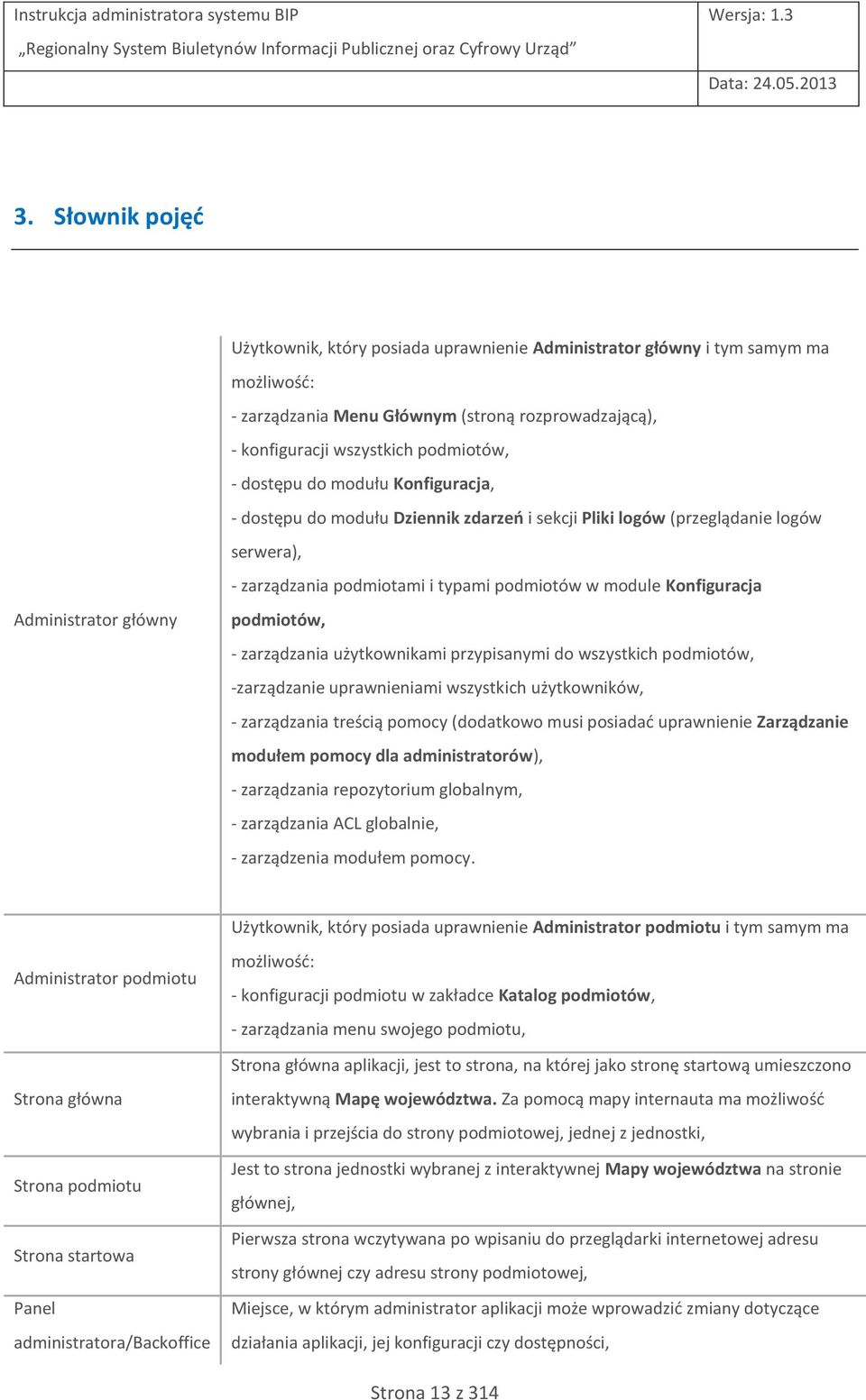 Konfiguracja podmiotów, - zarządzania użytkownikami przypisanymi do wszystkich podmiotów, -zarządzanie uprawnieniami wszystkich użytkowników, - zarządzania treścią pomocy (dodatkowo musi posiadać