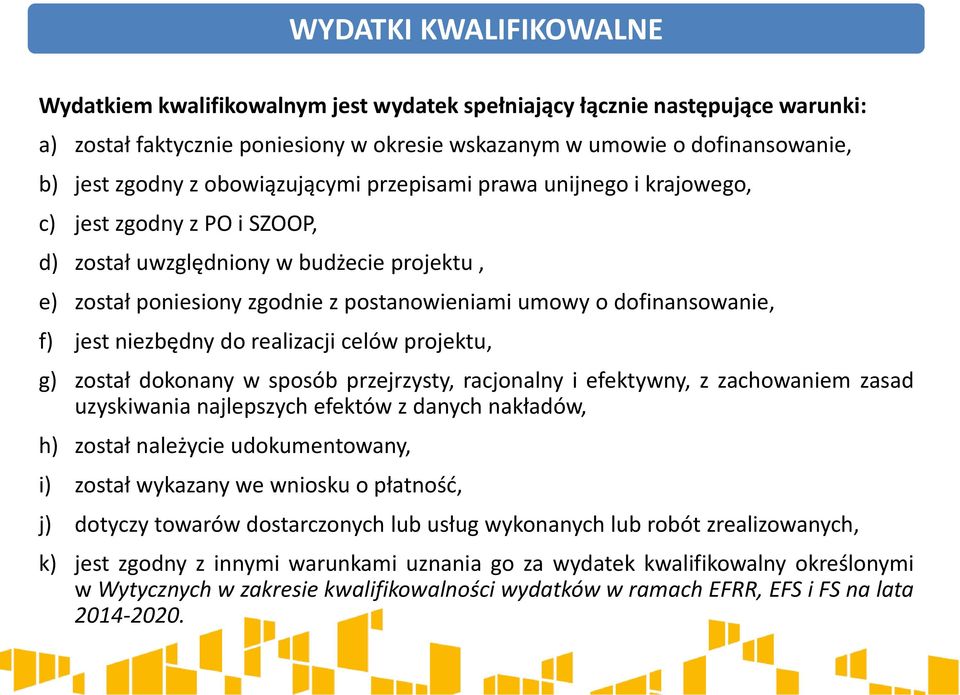 f) jest niezbędny do realizacji celów projektu, g) został dokonany w sposób przejrzysty, racjonalny i efektywny, z zachowaniem zasad uzyskiwania najlepszych efektów z danych nakładów, h) został
