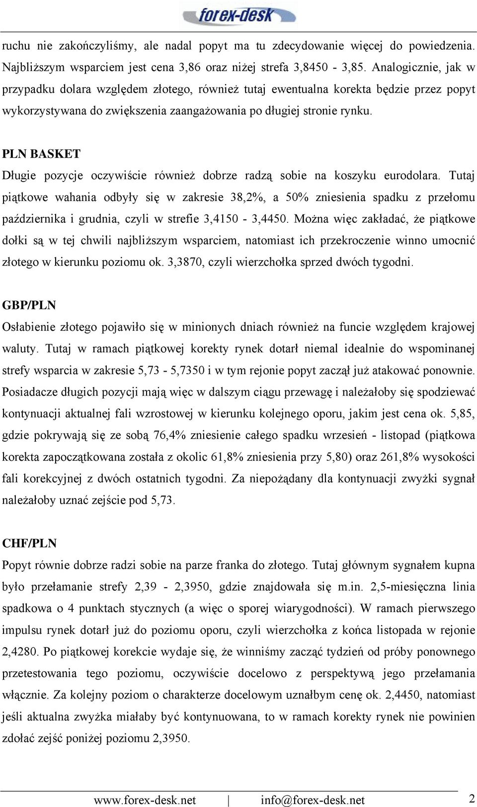 PLN BASKET Długie pozycje oczywiście również dobrze radzą sobie na koszyku eurodolara.