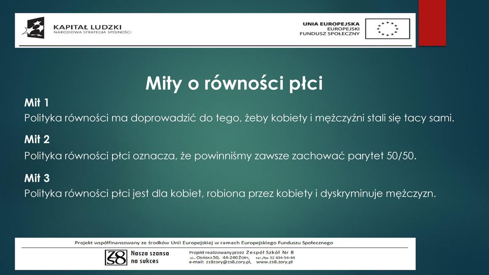 Mit 2 Polityka równości płci oznacza, że powinniśmy zawsze zachować