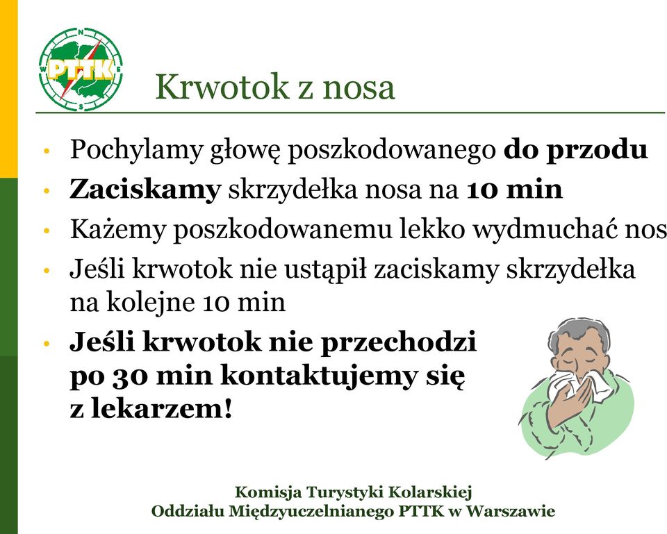 nos Jeśli krwotok nie ustąpił zaciskamy skrzydełka na kolejne 10