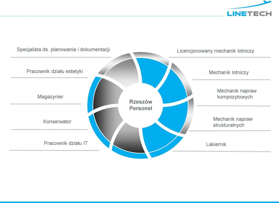 Pracownik działu estetyki Mechanik lotniczy Magazynier