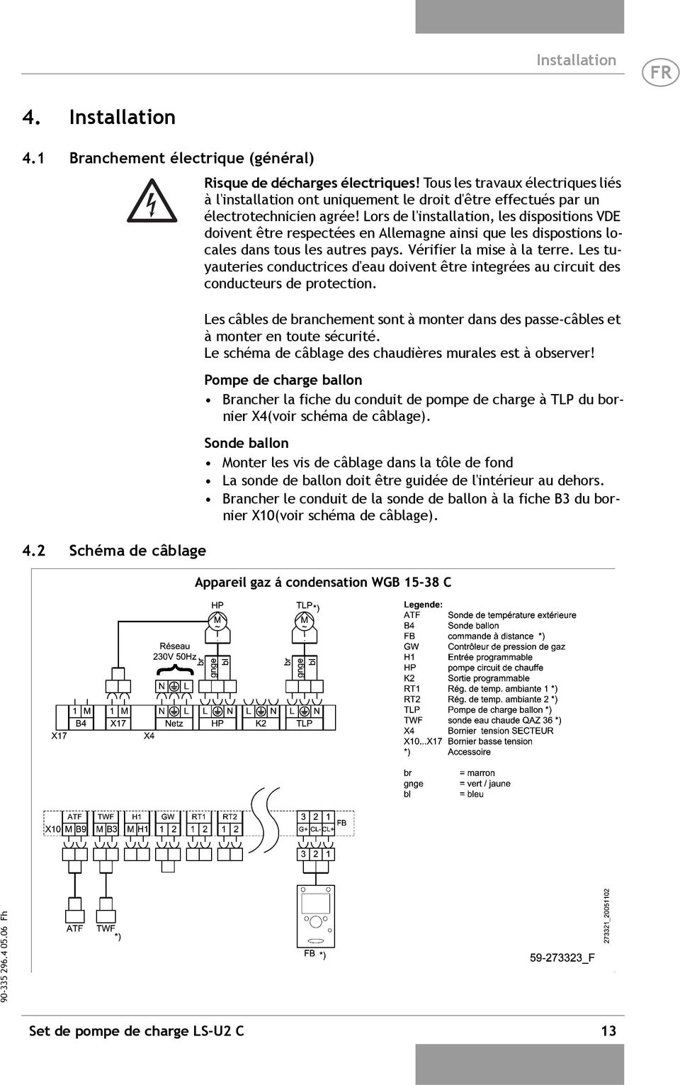 Lors de l'installation, les dispositions VDE doivent être respectées en Allemagne ainsi que les dispostions locales dans tous les autres pays. Vérifier la mise à la terre.