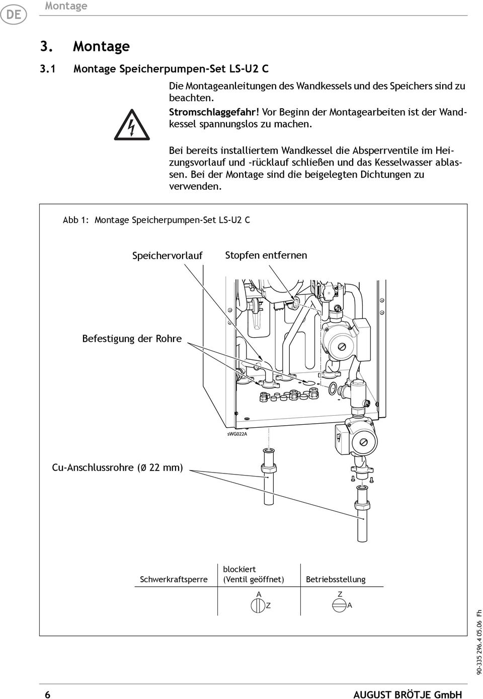 Bei bereits installiertem Wandkessel die Absperrventile im Heizungsvorlauf und -rücklauf schließen und das Kesselwasser ablassen.