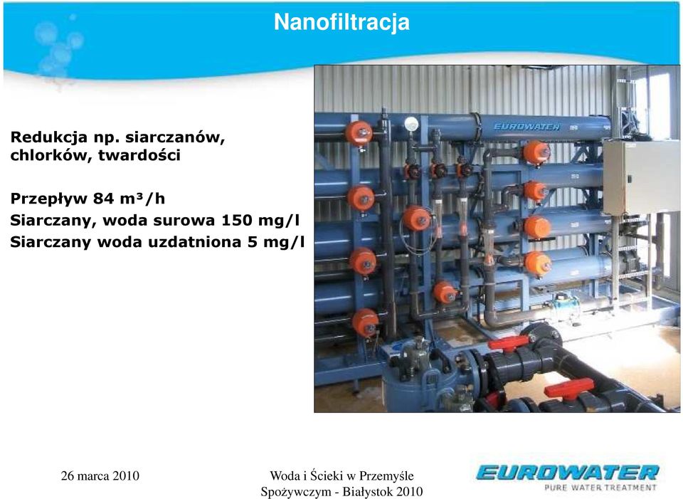 Przepływ 84 m³/h Siarczany, woda