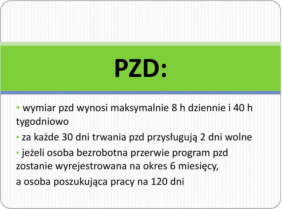 wolne jeżeli osoba bezrobotna przerwie program pzd zostanie