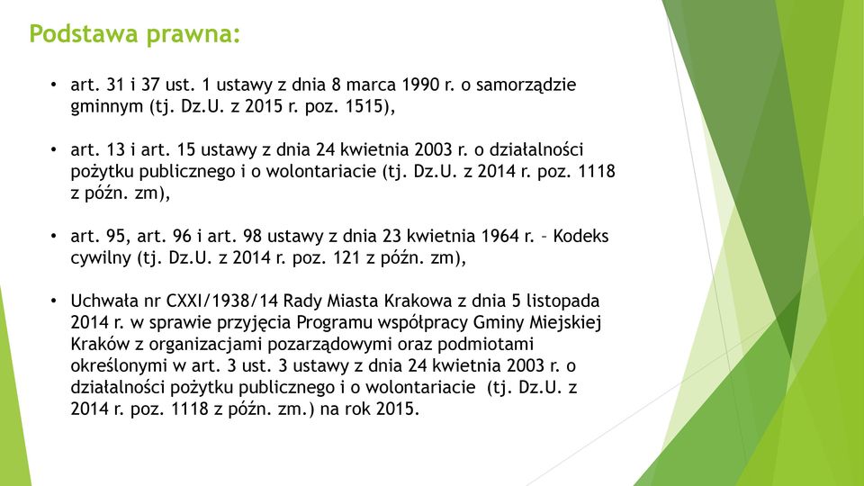 zm), Uchwała nr CXXI/1938/14 Rady Miasta Krakowa z dnia 5 listopada 2014 r.