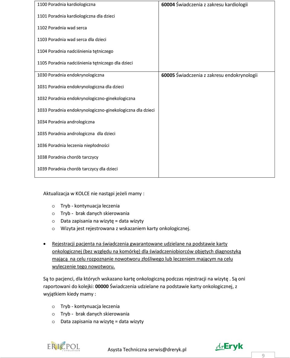 Pradnia endkrynlgiczn-gineklgiczna dla dzieci 1034 Pradnia andrlgiczna 1035 Pradnia andrlgiczna dla dzieci 1036 Pradnia leczenia niepłdnści 1038 Pradnia chrób tarczycy 1039 Pradnia chrób tarczycy dla