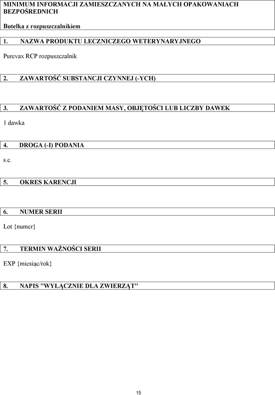 ZAWARTOŚĆ SUBSTANCJI CZYNNEJ (-YCH) 3. ZAWARTOŚĆ Z PODANIEM MASY, OBJĘTOŚCI LUB LICZBY DAWEK 1 dawka 4.