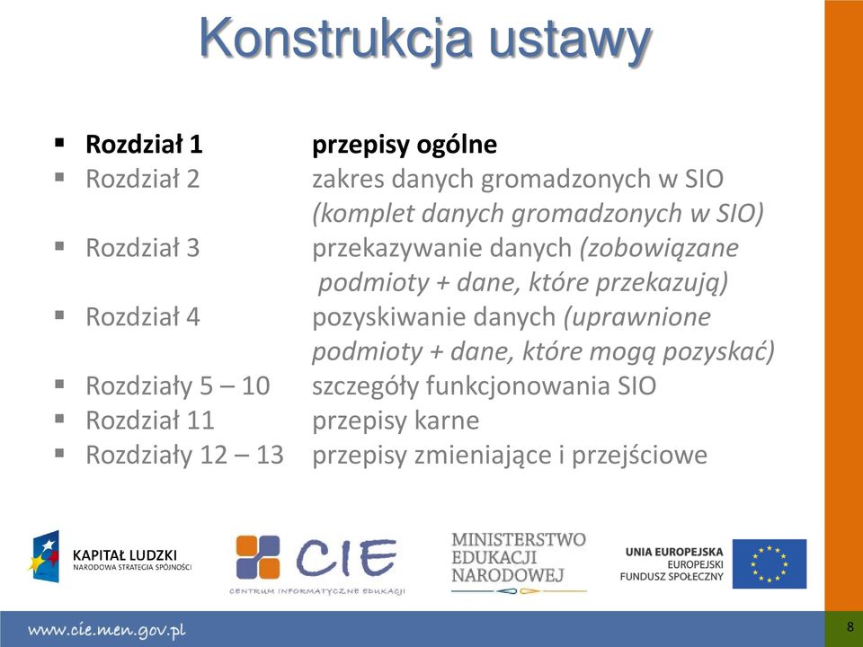 danych (zobowiązane podmioty + dane, które przekazują) pozyskiwanie danych (uprawnione podmioty +