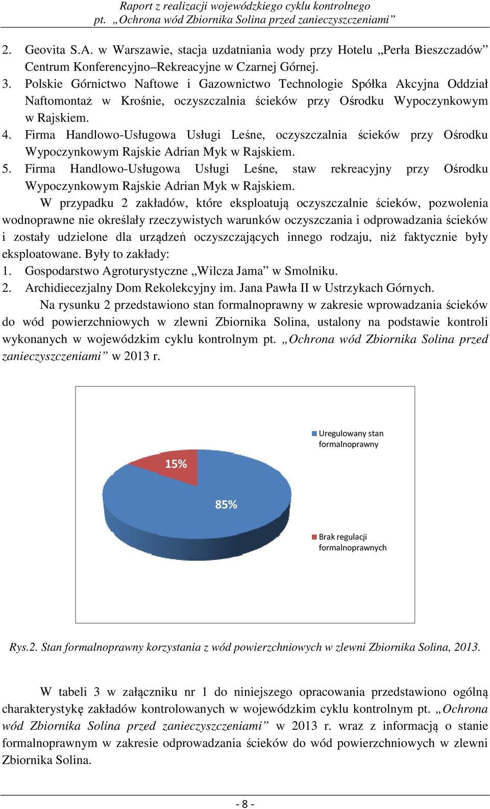 Firma Handlowo-Usługowa Usługi Leśne, oczyszczalnia przy Ośrodku Wypoczynkowym Rajskie Adrian Myk w Rajskiem. 5.